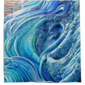 乱気流の流れ海の抽象芸術アート シャワーカーテン (正面)