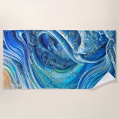 乱気流の流れ海の抽象芸術アート ビーチタオル (正面)