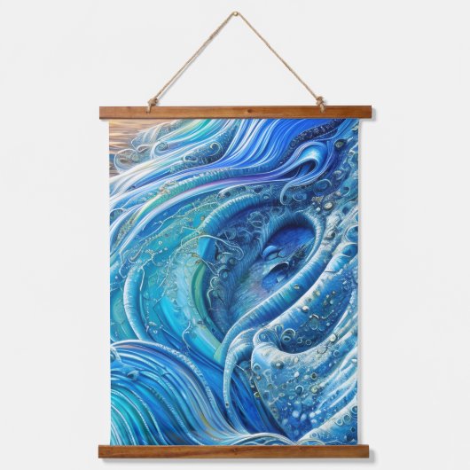 乱気流の流れ海の抽象芸術アート 吊り下げ型タペストリー (正面)