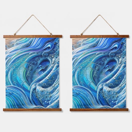 乱気流の流れ海の抽象芸術アート 吊り下げ型タペストリー (ダブル)