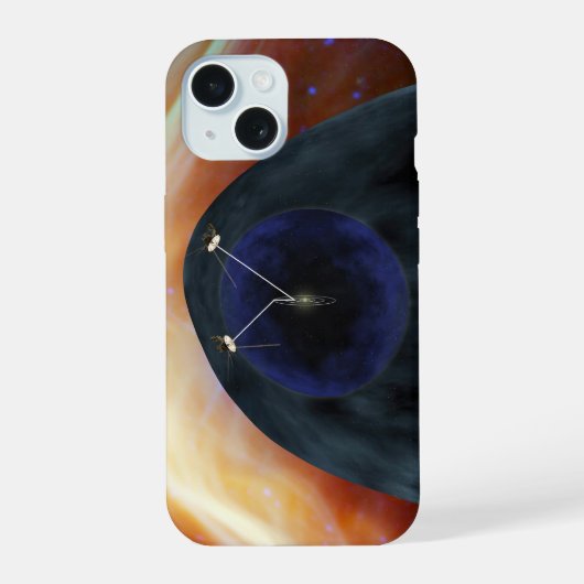 乱流の宇宙を探査する2機のボイジャー探査機 iPhone 15ケース (裏面)