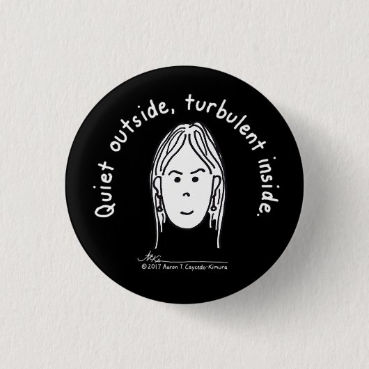 乱流の小さく黒いボタン 缶バッジ (正面)