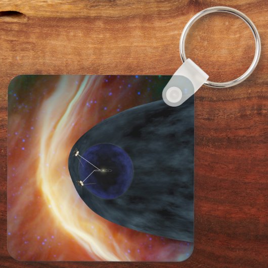 乱流宇宙を探索する2つのボイジャー宇宙船。 キーホルダー (裏面)
