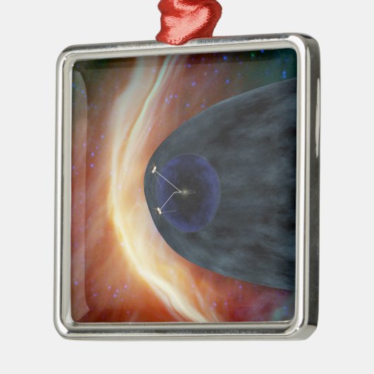 乱流宇宙を探索する2つのボイジャー宇宙船。 メタルオーナメント (左)