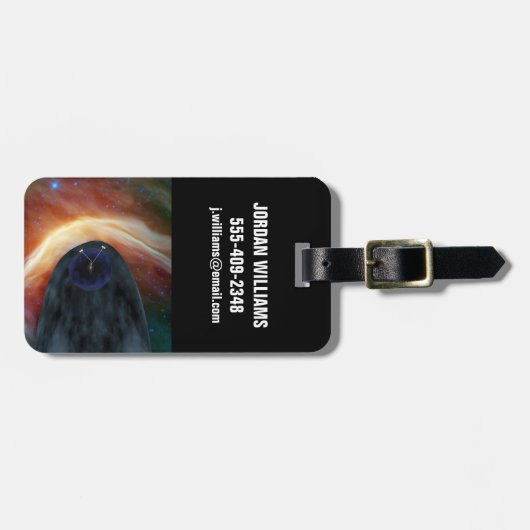 乱流宇宙を探索する2つのボイジャー宇宙船。 ラゲッジタグ (正面横)