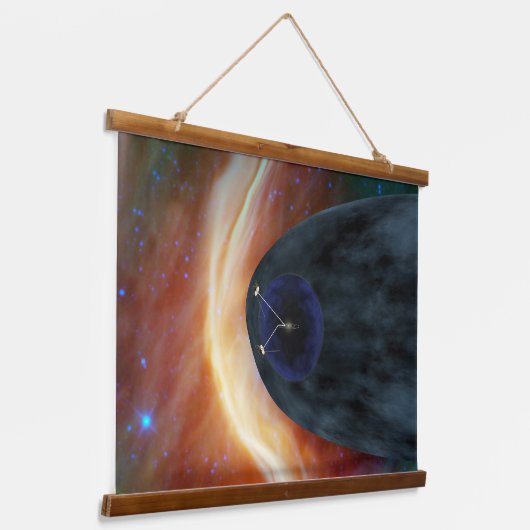 乱流宇宙を探索する2つのボイジャー宇宙船。 吊り下げ型タペストリー (傾斜あり)