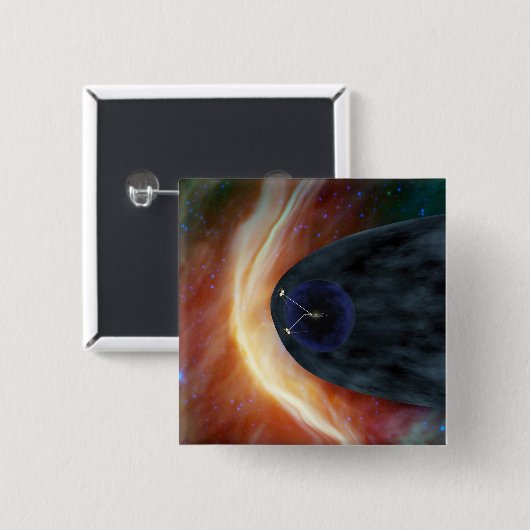 乱流宇宙を探索する2つのボイジャー宇宙船。 缶バッジ (正面&裏面)