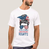 乱雑なブンアメリカ国旗、星の再生ストライプ機能 Tシャツ (正面)