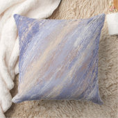 乱雑な抽象芸術ブルーとベージュ絵を描ストローク クッション (ブランケット)