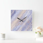 乱雑な抽象芸術ブルーとベージュ絵を描ストローク スクエア壁時計 (ホーム)