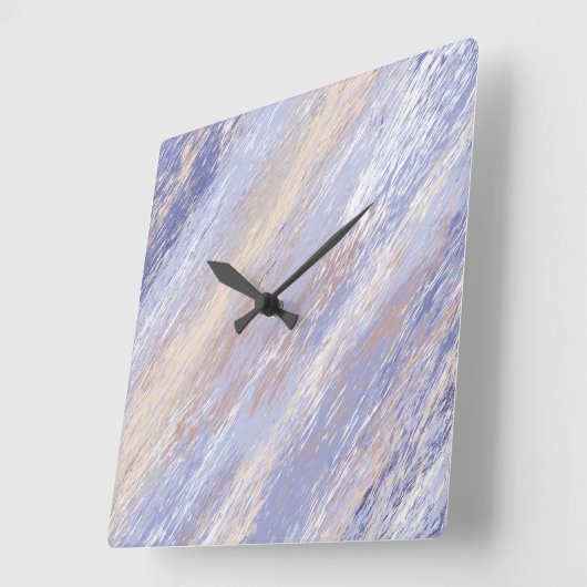 乱雑な抽象芸術ブルーとベージュ絵を描ストローク スクエア壁時計 (傾斜)