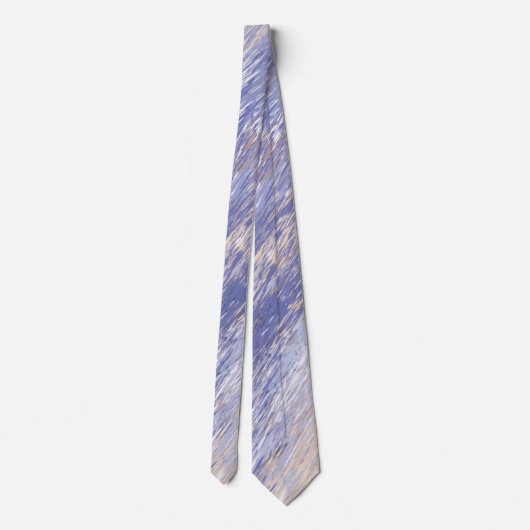 乱雑な抽象芸術ブルーとベージュ絵を描ストローク ネクタイ (裏面)