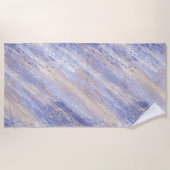 乱雑な抽象芸術ブルーとベージュ絵を描ストローク ビーチタオル (正面)