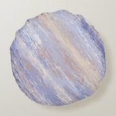 乱雑な抽象芸術ブルーとベージュ絵を描ストローク ラウンドクッション (裏面)