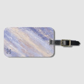 乱雑な抽象芸術ブルーとベージュ絵を描ストローク ラゲッジタグ (正面横)