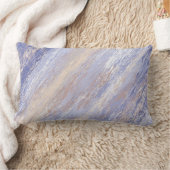 乱雑な抽象芸術ブルーとベージュ絵を描ストローク ランバークッション (ブランケット)