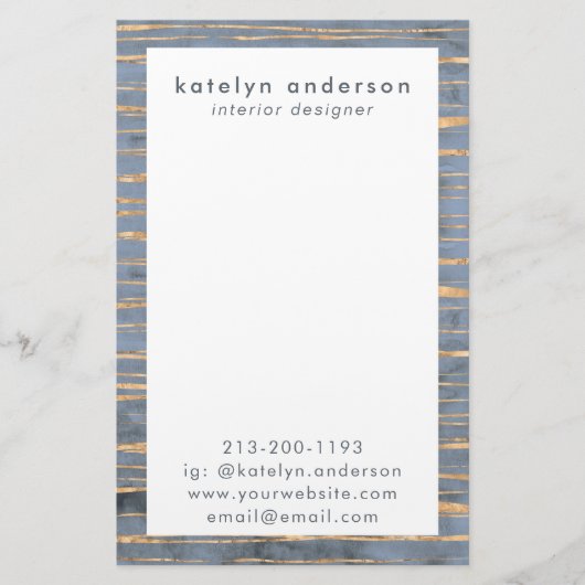 乱雑金ゴールド行 | Blue Periwinkle |プロフェッショナル 便箋 (正面)