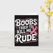 乳おもしろいがん闘士生存者ピンクリボンM カード (黄色い花)