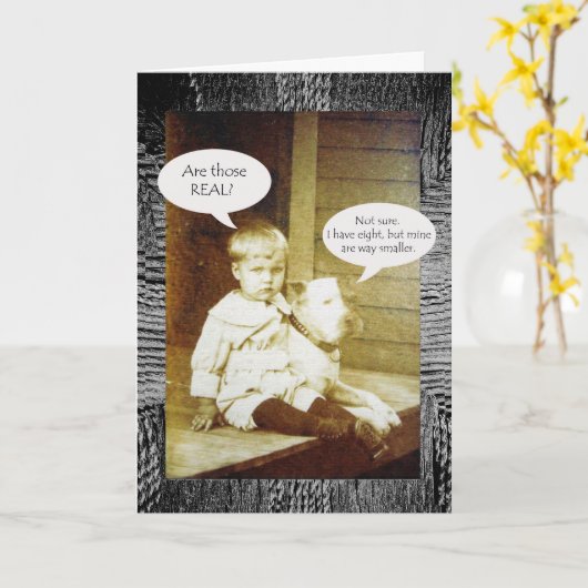 乳おもしろい増強おめでとう カード (黄色い花)