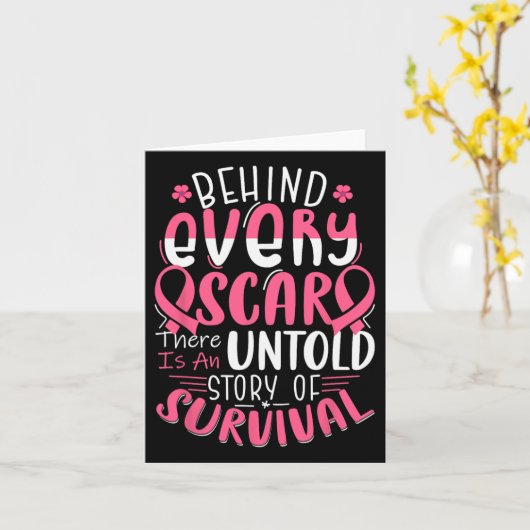 乳おもしろい癌の未聞の傷跡の後ろに カード (黄色い花)