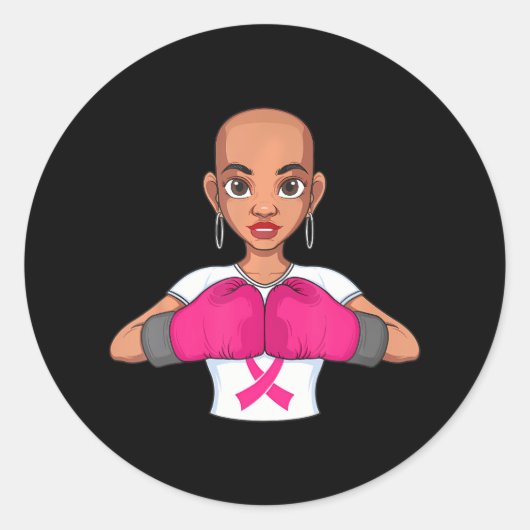 乳おもしろい癌ブラックガールボクシング戦士 ラウンドシール (正面)