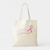 乳がんががんリボンの長さと闘う トートバッグ (裏面)