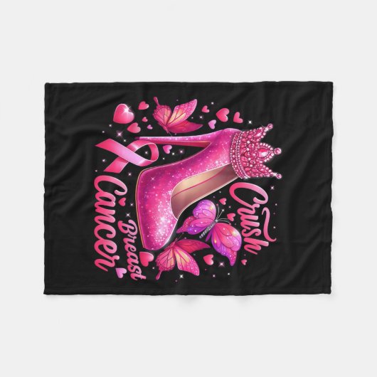 乳がんがクイーンブラックアフロ女王のように戦う フリースブランケット (正面(横))