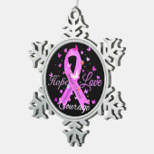 乳がんが愛の勇気を願う スノーフレークピューターオーナメント (右)