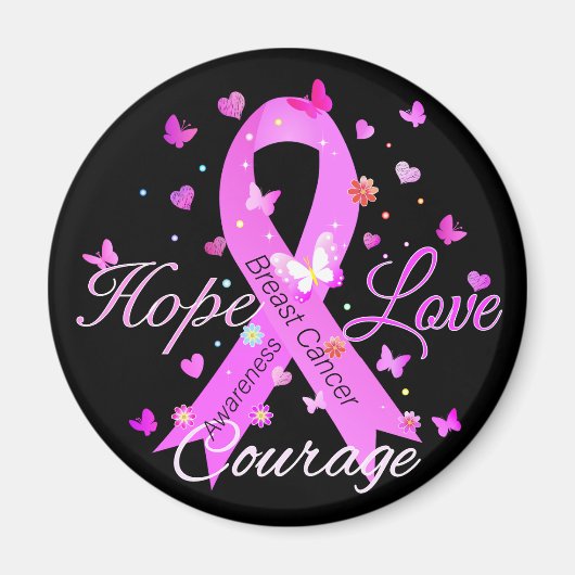 乳がんが愛の勇気を願う マグネット (正面)