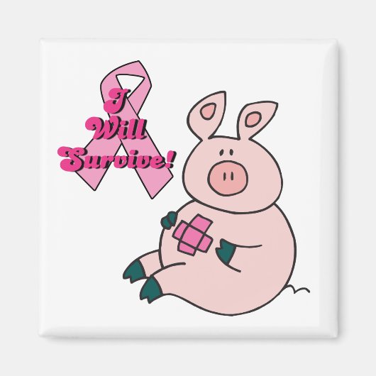 乳がんが豚に生き延びなる マグネット (正面)