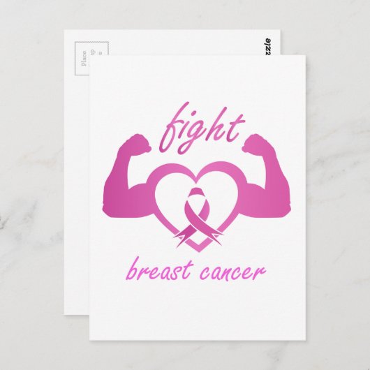 乳がんと闘うために腕を曲げる ポストカード (正面/裏面)