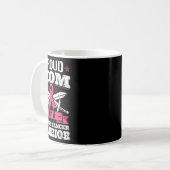 乳がんと闘う勇敢な母 ピンクのリボン  コーヒーマグカップ (正面左)