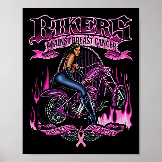 乳がんのバイクもしくは自転車に乗る人が治療の希望を求めて闘う ポスター (正面)