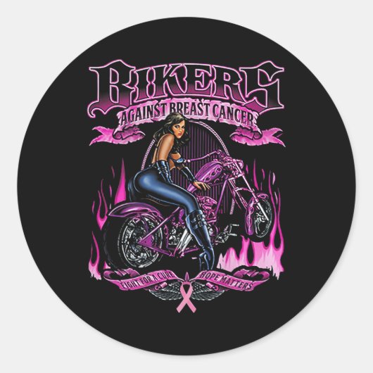 乳がんのバイクもしくは自転車に乗る人が治療の希望を求めて闘う ラウンドシール (正面)