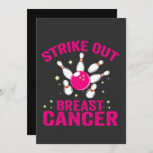 乳がんのボーリングスおもしろいポーツギフトを奪う 招待状 (正面/裏面)