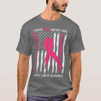 乳がんの妻 ピンクのリボン 私の戦いは妻の戦い Tシャツ