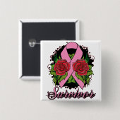 乳がんを克服したバラ入れ 缶バッジ (正面&裏面)