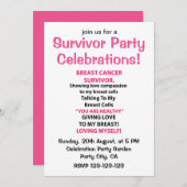 乳がんを克服したパーティーお祝い 招待状 (正面/裏面)