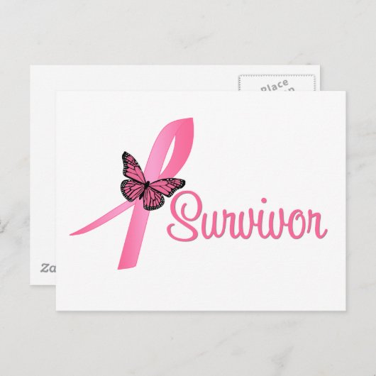 乳がんを克服したリボン ポストカード (正面/裏面)