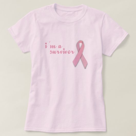 乳がんを克服したリボン Tシャツ (デザイン正面)