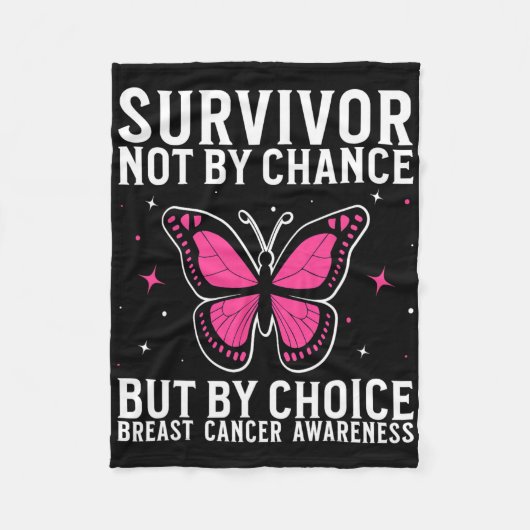 乳がんを克服した乳がん認識度 フリースブランケット (正面)