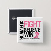 乳がんを克服した人が信じ勝ちをモットー 缶バッジ (正面&裏面)