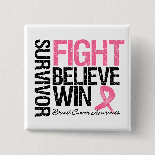 乳がんを克服した人が信じ勝ちをモットー 缶バッジ (正面)