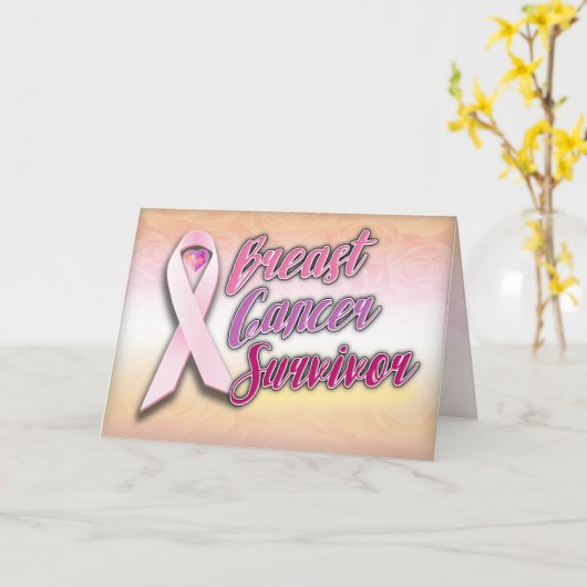 乳がんを克服した人のグリーティングカード カード (黄色い花)