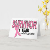 乳がんを克服した人1年と数え方 カード (黄色い花)