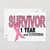 乳がんを克服した人1年と数え方 ポストカード (正面/裏面)