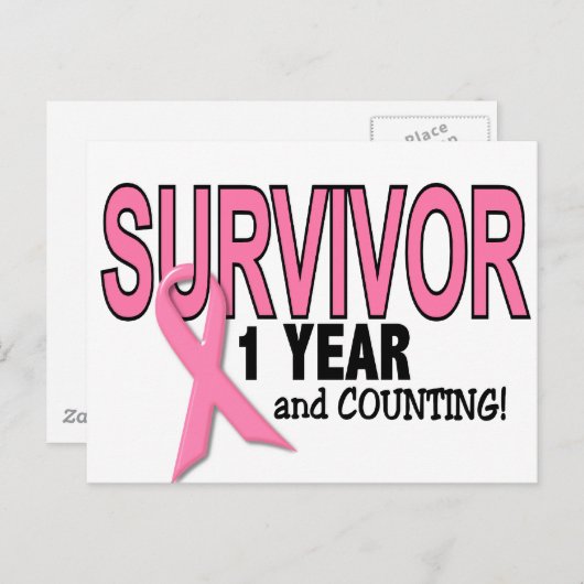 乳がんを克服した人1年と数え方 ポストカード (正面/裏面)