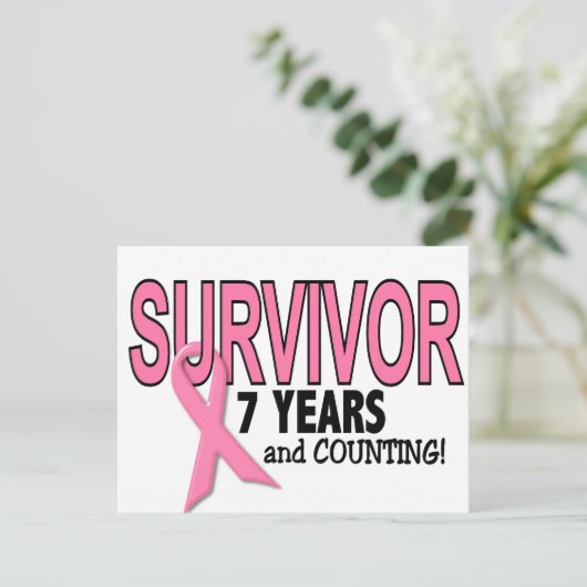 乳がんを克服した人7年と数え方 ポストカード (スタンド正面)