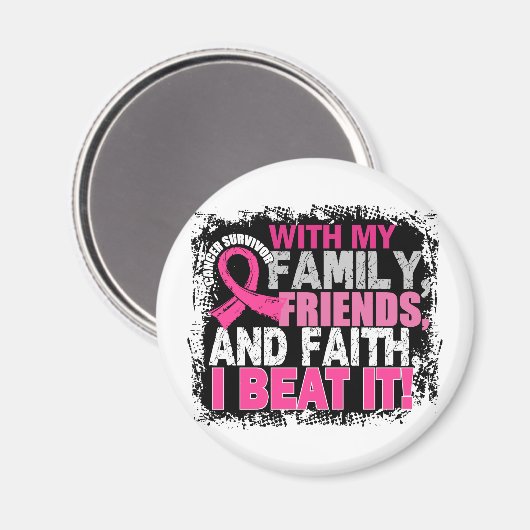 乳がんを克服した家族の友人の信仰 マグネット (正面/裏面)