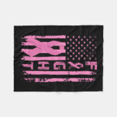 乳がんを克服した米国国旗の認識度 フリースブランケット (正面(横))